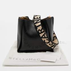 Pre Owned Stella McCartney Black Faux Leather Perforated Logo Shoulder Bag