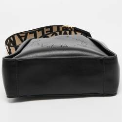 Pre Owned Stella McCartney Black Faux Leather Perforated Logo Shoulder Bag