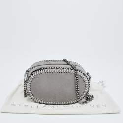 Pre Owned Stella McCartney Grey Faux Suede Oval Falabella Crossbody Bag