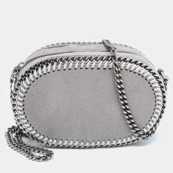 Pre Owned Stella McCartney Grey Faux Suede Oval Falabella Crossbody Bag