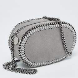 Pre Owned Stella McCartney Grey Faux Suede Oval Falabella Crossbody Bag