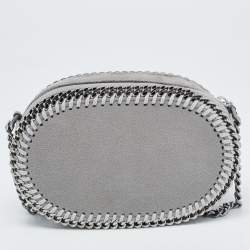 Pre Owned Stella McCartney Grey Faux Suede Oval Falabella Crossbody Bag
