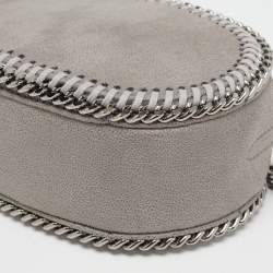 Pre Owned Stella McCartney Grey Faux Suede Oval Falabella Crossbody Bag