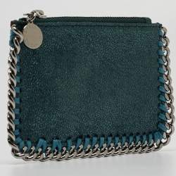 Pre Owned Stella McCartney Green Faux Falabella Zip Card Holder