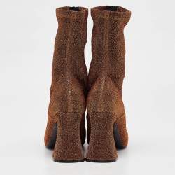Stella McCartney Brown/Gold Lurex Groove Ankle Boots Size 38