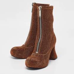 Stella McCartney Brown/Gold Lurex Groove Ankle Boots Size 38