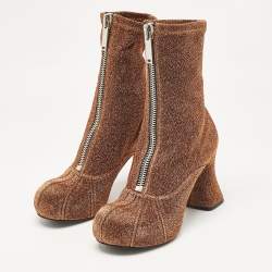 Stella McCartney Gold Lurex Fabric Groove Ankle Length Boots Size 39