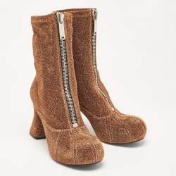 Stella McCartney Gold Lurex Fabric Groove Ankle Length Boots Size 39