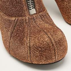 Stella McCartney Gold Lurex Fabric Groove Ankle Length Boots Size 39