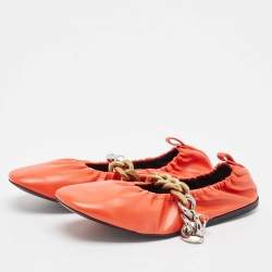 Stella McCartney Orange Faux Leather Falabella Soft Ballet Flats Size 38