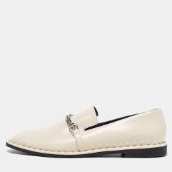 Stella McCartney Cream Faux Patent Leather Chain Loafers  Size 40