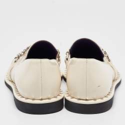 Stella McCartney Cream Faux Patent Leather Chain Loafers  Size 40