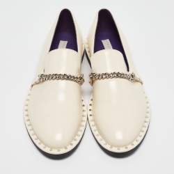 Stella McCartney Cream Faux Patent Leather Chain Loafers  Size 40