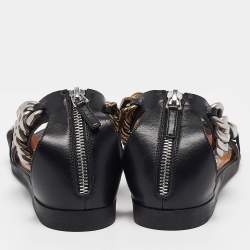 Pre Owned Stella McCartney Black Leather Ankle Strap Flat Sandals Size 36