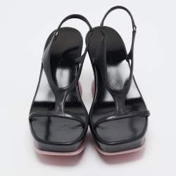 Stella McCartney Black Faux Leather Shroom Slingback Sandals 37.5