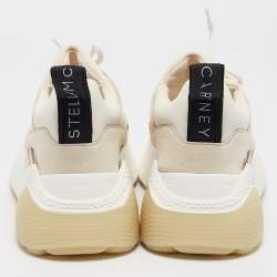 Pre Owned Stella McCartney White/Cream Faux Leather and Faux Suede Eclypse Sneakers Size 38