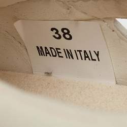 Pre Owned Stella McCartney White/Cream Faux Leather and Faux Suede Eclypse Sneakers Size 38