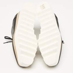 Pre Owned Stella McCartney Black Faux Leather Elyse Star Wedge Sneakers Size 37.5