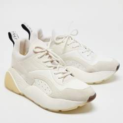 Stella McCartney White/Grey Faux Leather and Faux Suede Eclypse Lace Up Sneakers Size 41