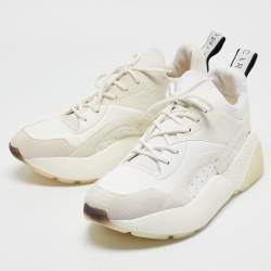 Stella McCartney White/Grey Faux Leather and Faux Suede Eclypse Lace Up Sneakers Size 41