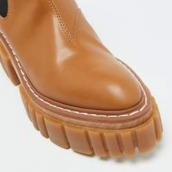 Stella McCartney Tan Faux Leather Emilie Platform Chelsea Boots Size 40