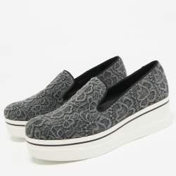 Stella McCartney Grey Embroidered Denim Binx Sneakers Size 41