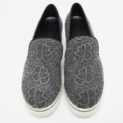 Stella McCartney Grey Embroidered Denim Binx Sneakers Size 41