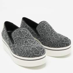 Stella McCartney Grey Embroidered Denim Binx Sneakers Size 41