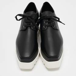 Stella McCartney Black Faux Leather Elyse Platform Sneakers Size 39.5