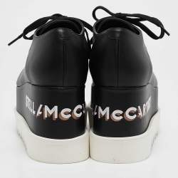 Stella McCartney Black Faux Leather Elyse Platform Sneakers Size 39.5