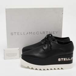 Stella McCartney Black Faux Leather Elyse Platform Sneakers Size 39.5