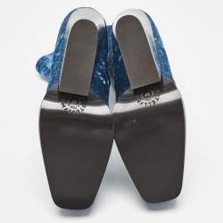 Stella McCartney Blue Velvet Groove Ankle Boots Size 37