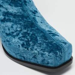 Stella McCartney Blue Velvet Cowboy Crushed Ankle Length Boots Size 38