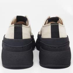 Stella McCartney Beige/Black Canvas Platform Sneakers Size 37