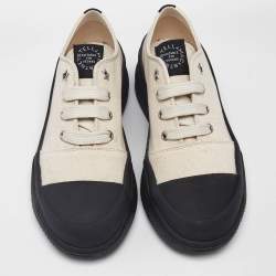 Stella McCartney Beige/Black Canvas Platform Sneakers Size 37