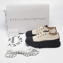 Stella McCartney Beige/Black Canvas Platform Sneakers Size 37