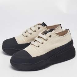Stella McCartney Beige/Black Canvas Platform Sneakers Size 37