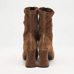 Stella McCartney Copper Lurex Fabric Groove Ankle Length Boots Size 37