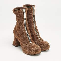 Stella McCartney Copper Lurex Fabric Groove Ankle Length Boots Size 37