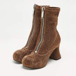Stella McCartney Copper Lurex Fabric Groove Ankle Length Boots Size 37
