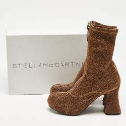 Stella McCartney Copper Lurex Fabric Groove Ankle Length Boots Size 37