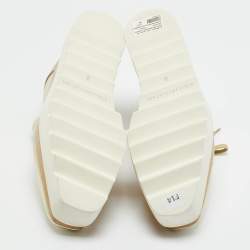 Pre Owned Stella McCartney Gold Faux Leather Elyse Sneakers Size 38