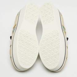 Pre Owned Stella McCartney Beige Faux Leather and Glitter Binx Star Platform Slip On Sneakers Size 39