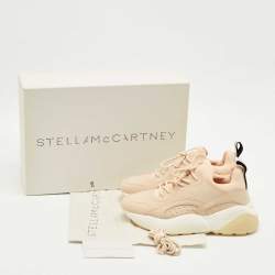 Pre Owned Stella McCartney Cream/White Fabric and Faux Leather Eclypse Lace Up Sneakers Size 39