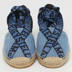 Pre Owned Stella McCartney Gaia Size 36 Blue/Black Denim and Fabric Ankle Tie Espadrille Flats