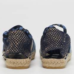 Pre Owned Stella McCartney Gaia Size 36 Blue/Black Denim and Fabric Ankle Tie Espadrille Flats
