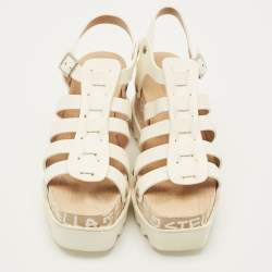 مملوكة مسبقًا صندل ستيلّا مكارتني جلد أبيض إيد كيرتس إديشن إيلسي كعب بحزام للكاحل مقاس 38