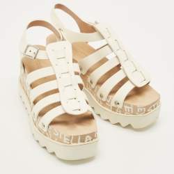 مملوكة مسبقًا صندل ستيلّا مكارتني جلد أبيض إيد كيرتس إديشن إيلسي كعب بحزام للكاحل مقاس 38