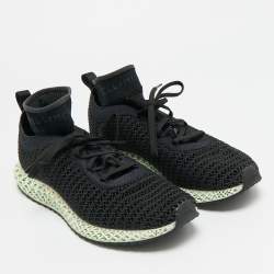 Pre Owned حذاء رياضي ستیلا مکارتني أديداس ألفا إدج 4D قماش محبوك أسود بحجم 40.5 رباط للأعلى