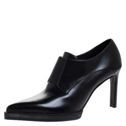 Stella McCartney Black Faux Leather Pointed Toe Ankle Booties Size 36